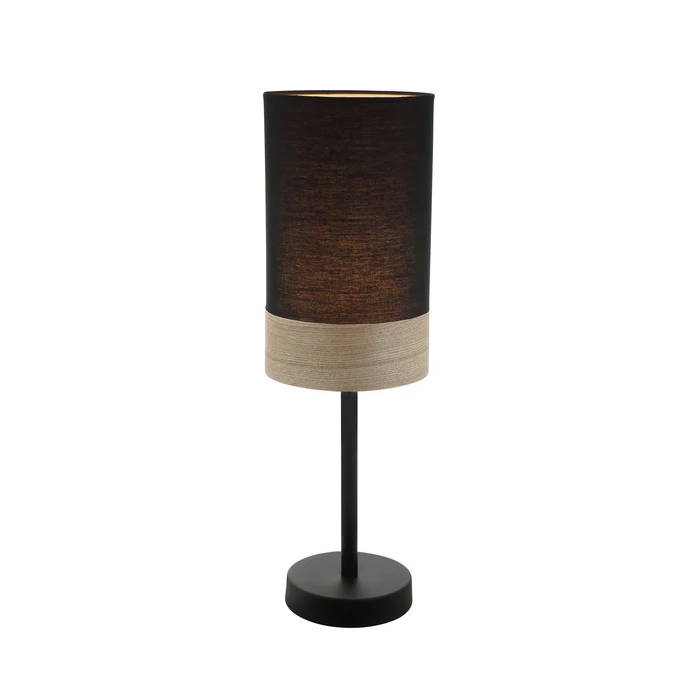 TAMBURA Black Cloth Shade With Blonde Wood Trim Small Table Lamp - TAMBURA08TL