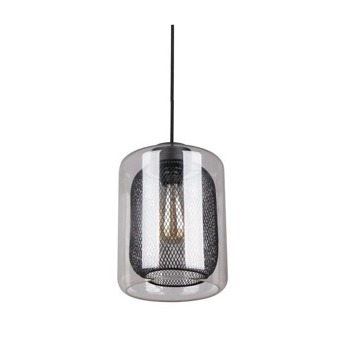 PENDANT ES 40W BLK Mesh Internal / CLR Glass  Oblong TONO1 Cla Lighting