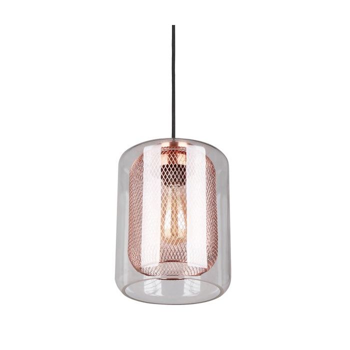 PENDANT ES 40W Copper Mesh Internal / CLR Glass Oblong TONO2 Cla lighting