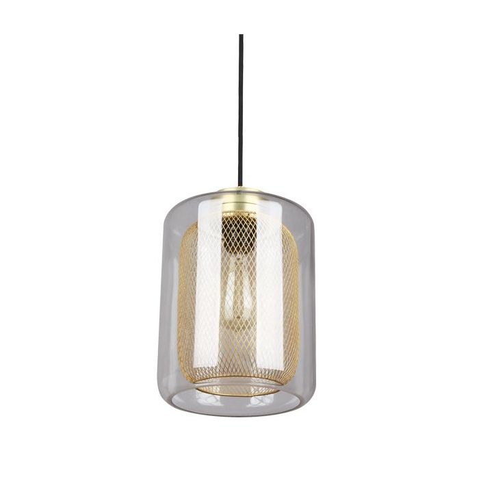 PENDANT ES 40W Brass Mesh Internal / CLR Glass External Oblong TONO3 Cla Lighting