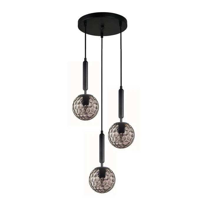 Interior Smokey Black Spherical Glass Pendant 3 Lights TRATTINO2X3R