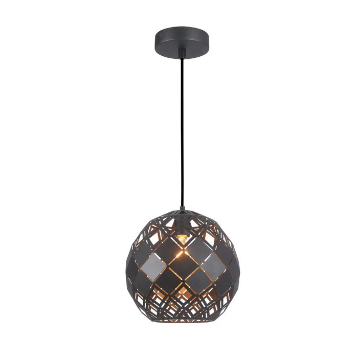 TUILE Small Embossed Tiled Iron Wine Glass Shape Matt Black Pendant Lights TUILE1