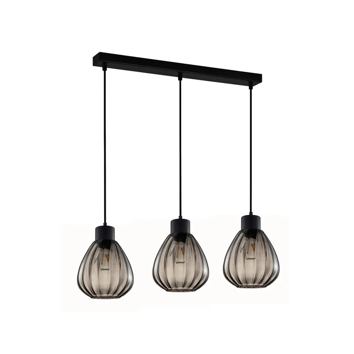 TULIP Wine Glass Ribbed Multiple Bar Base Pendant Lights Black Smoke TULIP2X3S