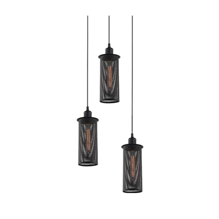 CLA LIGHTING VENETO SERIES PENDENT  3*ES 60W BLK IRON VENETO1X3BK