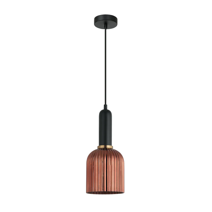 VINTAJ Copper Ellipse Shape Ribbed Glass Pendant Lights VINTAJ10