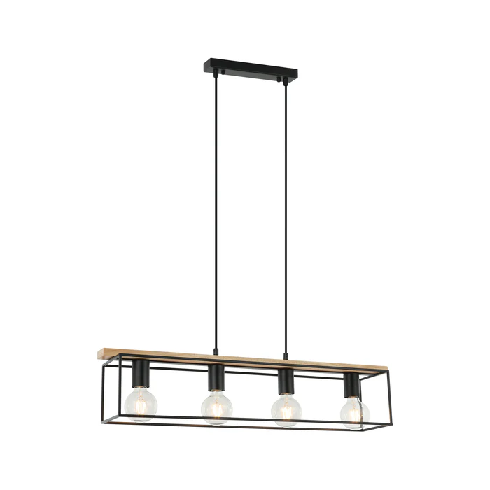 VIRUN Interior Rectangular Frame Wood with Black Hardware Pendant Light VIRUN1