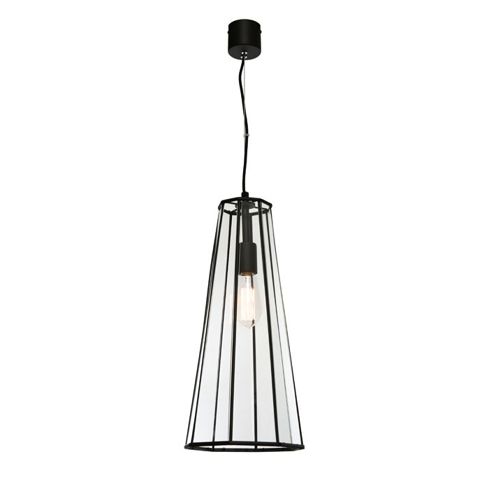 Zara 1 Light Pendant Black / Clear - ZARA1PBLK