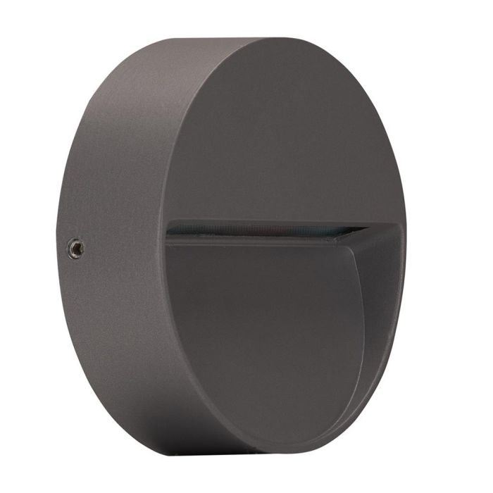 Zeke Round 4W 240V LED Surface Mounted Step Light Dark Grey / Warm White - 19702