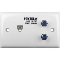 Wallplate Dual F Type Barrel 3GHz + Mod Socket