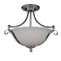 DALLAS 2LIGHT SEMI FLUSH CHROME PENDANT WITH OPAL MATT GLASS 1000134