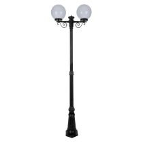 Siena Twin 25cm Spheres Tall Post Light Black - 15615	