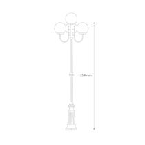 Lisbon Four 30cm Spheres Curved Arms Tall Post Light BLACK - 15777