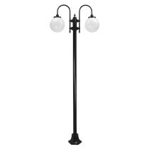 Lisbon Twin Spheres Curved Arms Plain Post Light Black - 15789	