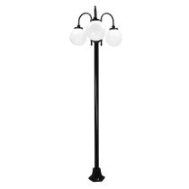 Lisbon Triple Sphere Curved Arms Plain Post Light Black - 15795	