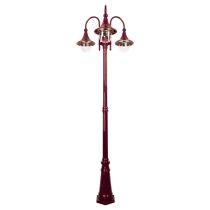 Monaco Triple Head Tall Post Light Burgundy - 15856