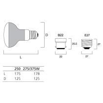 SYLVANIA INFRA RED 275W ES S/GUARD 240V 140057