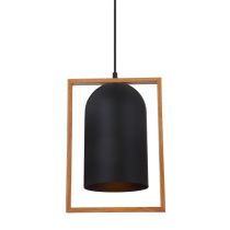 CLA LIGHTING ZARA SERIES INFRONT PENDENT ES 60W Black Iron + Wood SWING2