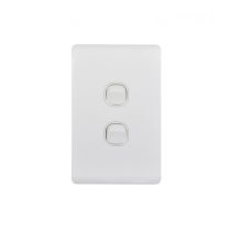 Leopard Switch Vertical 2 Gang 16AX/20A 250V (LESWV2GWHT) White GSM