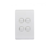 Leopard Switch Vertical 4 Gang 16AX/20A 250V (LESWV4GWHT) White GSM