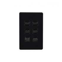 Leopard Switch Vertical 6 Gang, 16AX/20A 250V (LESWV6GBLK) Black GSM