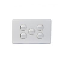 Cheetah Switch Horizontal 5 Gang 16AX/20A 250V (CHSW5G) GSM