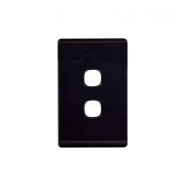 Leopard Switch Plate Vertical 2 Gang (LESWPV2GBLK) Black GSM