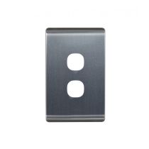 Leopard Switch Plate Vertical 2 Gang (LESWPV2GBA) Brushed Aluminium GSM