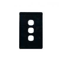 Leopard Switch Plate Vertical 3 Gang (LESWPV3GBLK) Black GSM