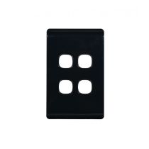 Leopard Switch Plate Vertical 4 Gang (LESWPV4GBLK) Black GSM