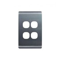 Leopard Switch Plate Vertical 4 Gang (LESWPV4GBA) Brushed Aluminium GSM