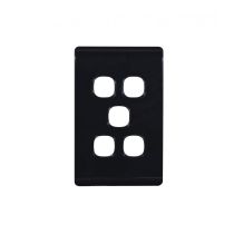 Leopard Switch Plate Vertical 5 Gang (LESWPV5GBLK) Black GSM