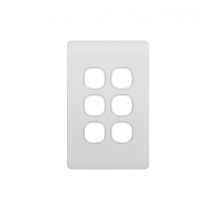 Leopard Switch Plate Vertical 6 Gang (LESWPV6GWHT) White GSM