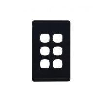 Leopard Switch Plate Vertical 6 Gang (LESWPV6GBLK) Black GSM