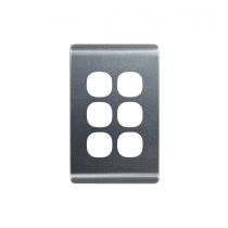 Leopard Switch Plate Vertical 6 Gang (LESWPV6GBA) Brushed Aluminium GSM