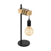 Townshend 1 Light Table Lamp 10W E27 Black / Timber - 32918N