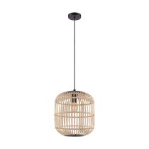 BORDESLEY PENDANT LIGHT 1X28W E27 BLACK WITH LIGHT WOOD ACCENT 350MM 43216N