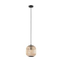 BORDESLEY PENDANT LIGHT 1X28W E27 BLACK WITH LIGHT WOOD ACCENT 210MM 43231N