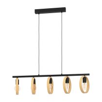 IPSDEN PENDANT LIGHT 5X40W E27 BLACK WITH NATURAL WOOD 43552N