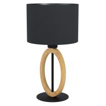 BASILDON 1 TABLE LAMP 1X40W E27 BLACK WITH WOOD ACCENT 43569N