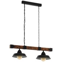 Oldbury 2 Light Pendant Wood Rustic Brown E27 60w 49684