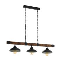 Oldbury 3 Light Pendant Wood / Rustic Brown - 49685