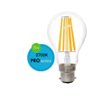 GLS LED 240V 8W B22 CLEAR 2700K DIMMABLE LUS20509