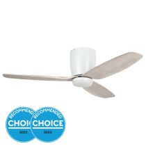 Seacliff 44" Dimmable 12W LED DC Ceiling Fan White with Gessami Oak / Tri-Colour 20523605