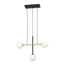 PAZ PENDANT LIGHT 3X40W E14 BLACK WITH BRASS ROUND 390177