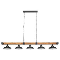 Oldbury 5 Light Pendant Wood Rustic Brown E27 60w 205036