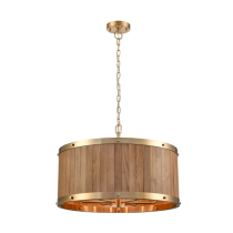 BARRIQUE: Retro Interior Large Drum Wood Pendant Lights- BARRIQUE1