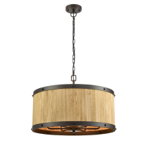 BARRIQUE: Retro Interior Large Drum Wood Pendant Lights- BARRIQUE2