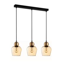 CHAMPAN Bronze Amber Ellipse Multiple Bar Base Pendant 3 Lights-CHAMPAN1X3S