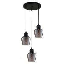 CHAMPAN Smokey Black Ellipse Multiple Round Base Pendant 3 Lights-CHAMPAN2X3R