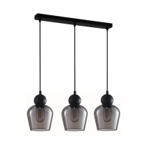 CHAMPAN Smokey Black Ellipse Multiple Bar Base Pendant 3 Lights-CHAMPAN2X3S